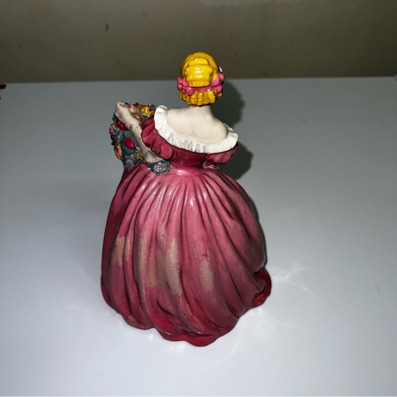 Marwal 8" Chalkware Art Figure Victorian Lady figure VTG plaster Kitschy painted - Picture 3 of 5